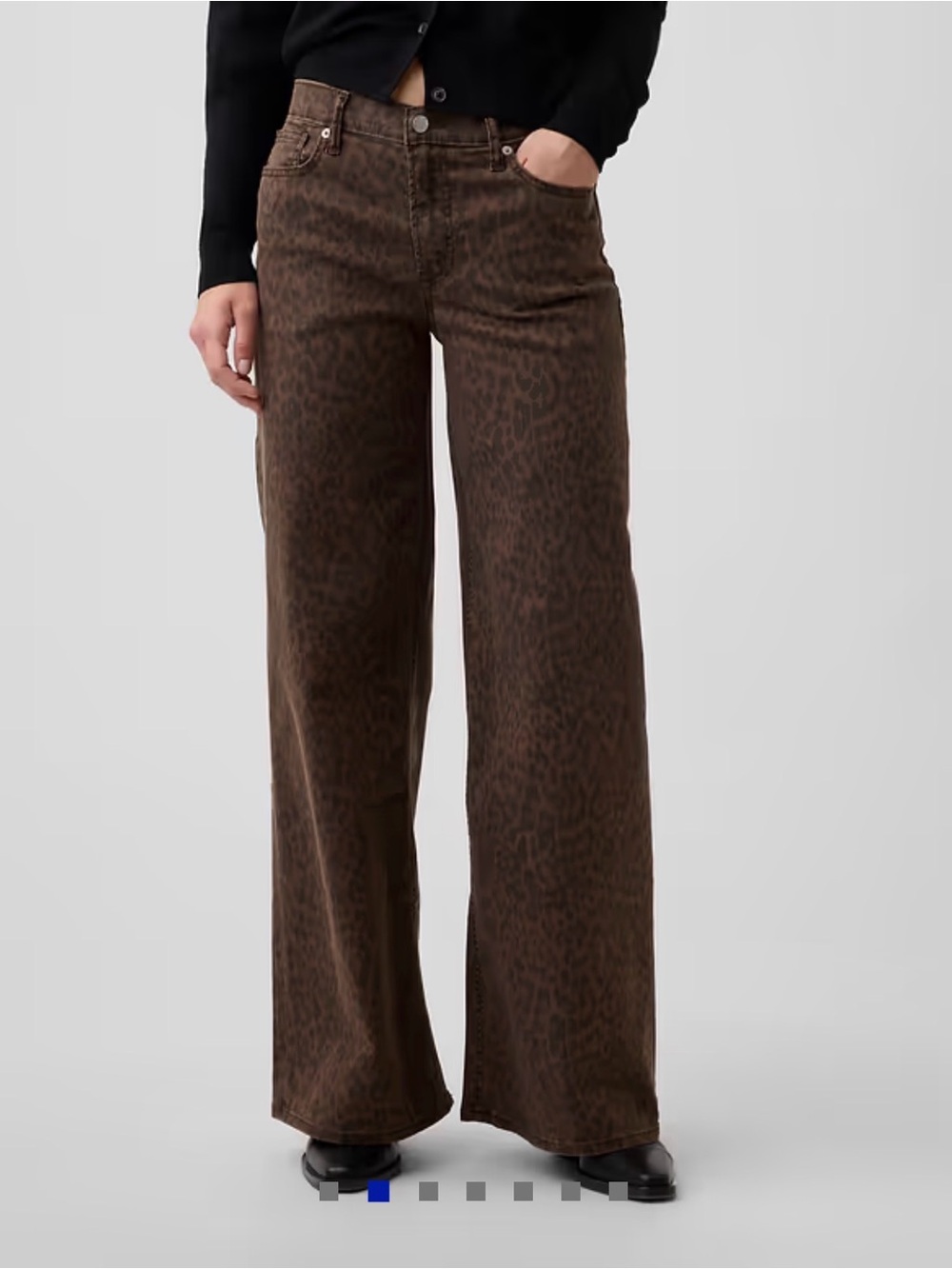 GAP High Rise Wide Leg Leopard Print Jeans Brown Size 8/29R Fall Trend NWOT